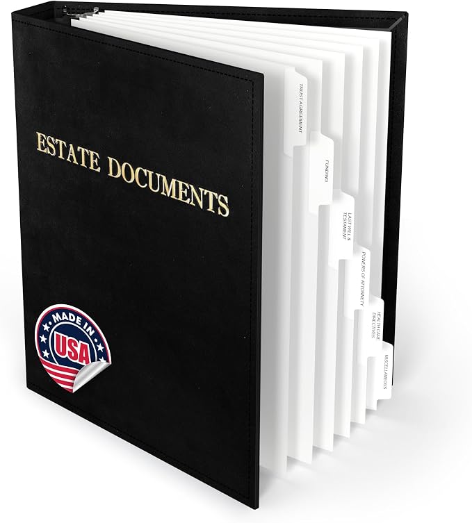 TRS Estate Planning Binder Kit – Pre-Labeled Tabs, Sheet Protectors | 1.5" by ThreeRingSystems