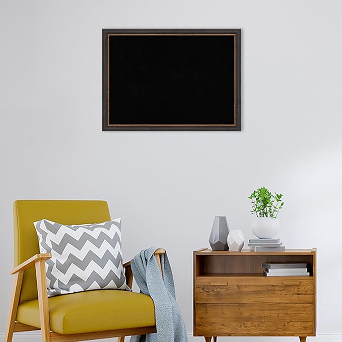 Amanti Art Black Cork Board for Wall, 23x31 Vision Board with Black Wood Frame, Medium Corkboard Office Decor for Home Organization, Traditional Corkboard Pinboard to Display Items for Home-DeskLoop Office