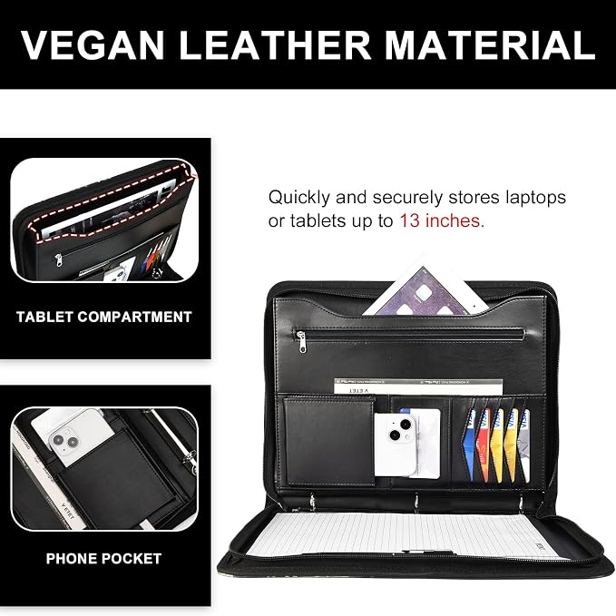 Leathario Portfolio Binder, Includes 5 Folder Index Dividers and 3 Notepads - Image 4