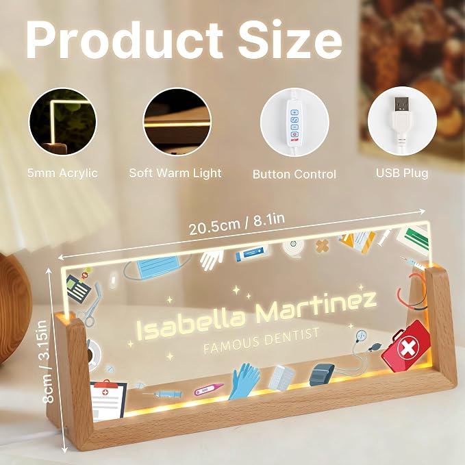 Custom Light Up Name Plate for Desk, Personalized LED Acrylic Name Sign - Image 5