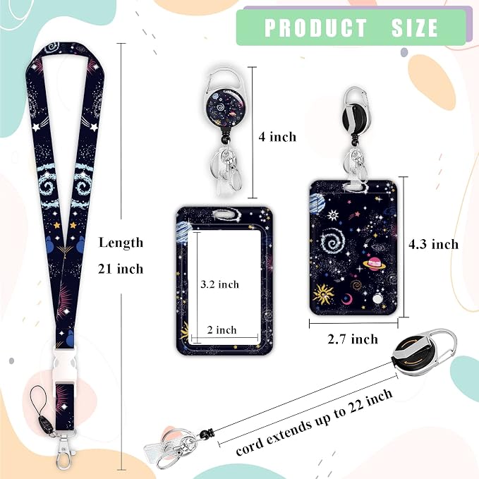 ID Badge Holder with Lanyard, Retractable ID Badge Card Holders Detachable Neck - Image 5