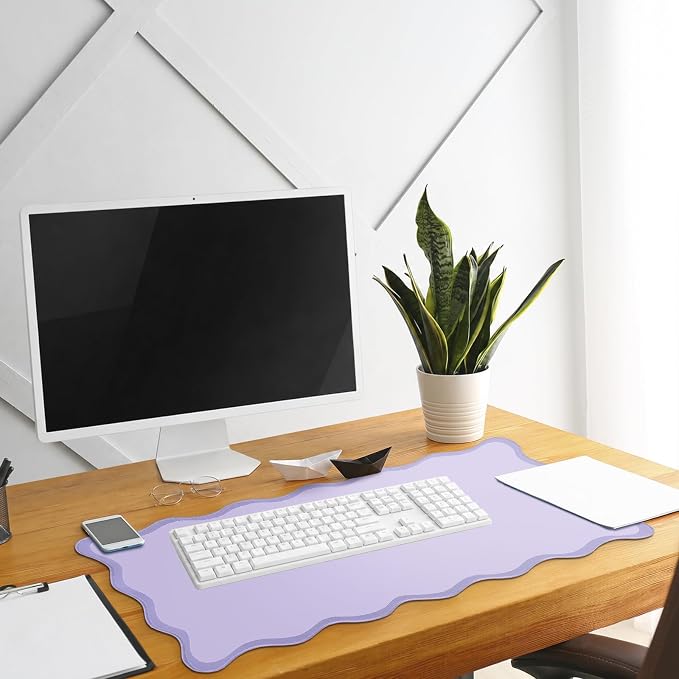 Hahafelt Scalloped Desk Mat Large Desk Pad Cute Coquette Table Mat Back to - Image 5
