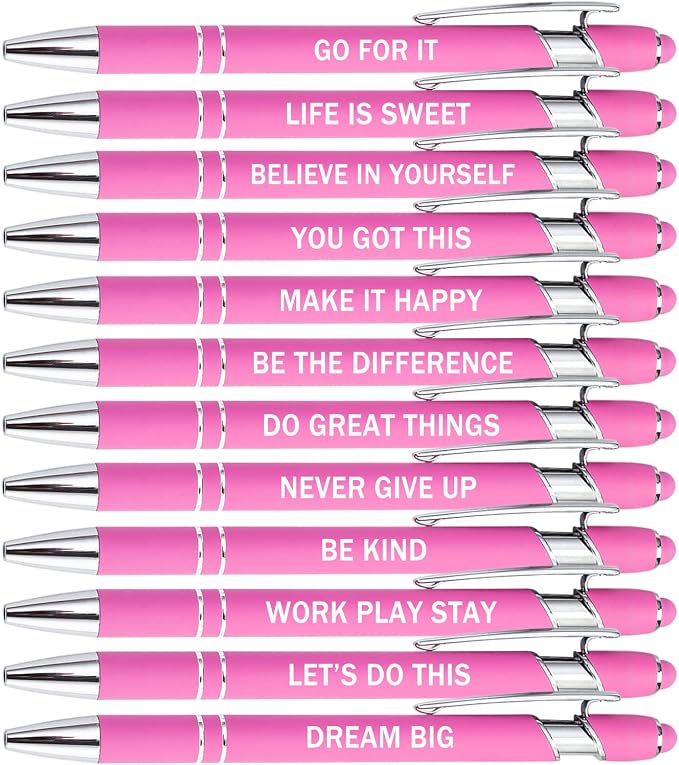 PASISIBICK 12 Pieces Pink Inspirational Motivational Quotes Snarky Screen Touch by PASISIBICK