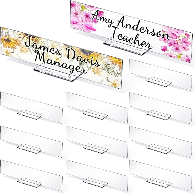 Yookeer 12 Pack Acrylic Name Plate Personalized Desk Name Plaque Sign Clear by Yookeer