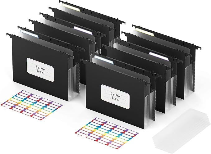 ABC life Plastic Expanding Hanging File Folders, Reinforced 3.15" Hanging by ABClife