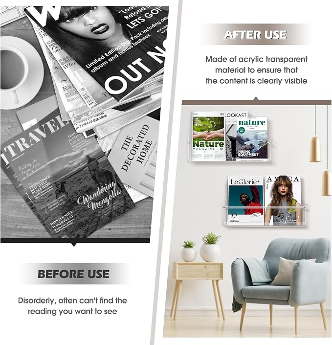Clear Acrylic Wall Magazine Holder & Brochure Holder, Nursery Book Shelves - Image 7