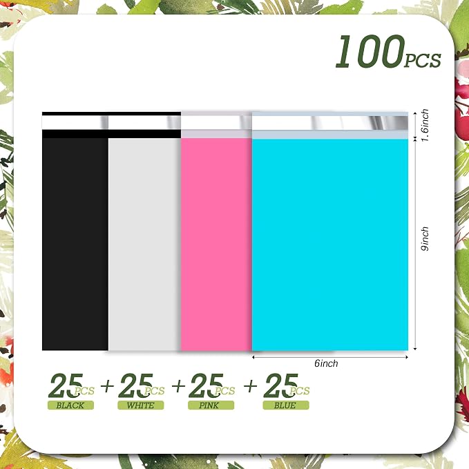 Mixed Color Poly Mailers 6x9 inch 100 Pcs - Image 2