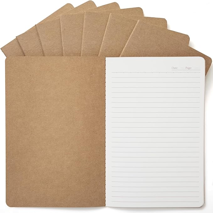 8 Pack Kraft Notebooks Bulk A5, 60 Pages Lined Ruled Journals, 8.3x5.5 Inches by Foliom