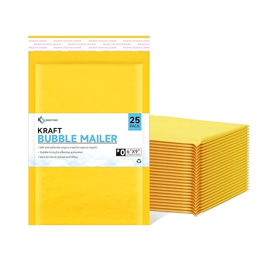 Kkbestpack Kraft Paper Bubble Mailers #0, 6x10 Inch Self-Seal Padded Mailing by KKBESTPACK
