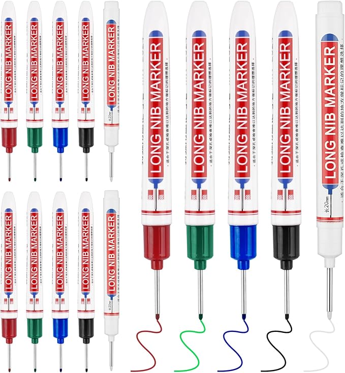 15 Pcs Long Nib Marker, 20 mm Long Head Deep Hole Marker Pens, Fine Nose Tip by Mkobon