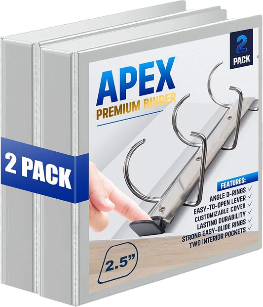 2 Pack of 2.5” Smooth Opening Angle D-Ring View Binders, Professional by Unknown