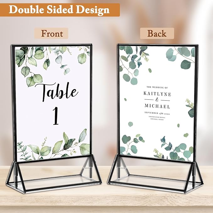 Floroom 6 Pack 4x6 Inch Clear Acrylic Sign Holders, Double-Sided Black Display - Image 4