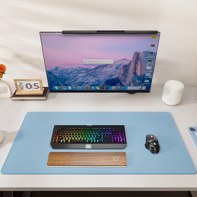KTRIO Large Gaming Mouse Pad, Desk Mat, 31.5 x 15.7 in, Ice Blue, XXL | Smooth - Image 6
