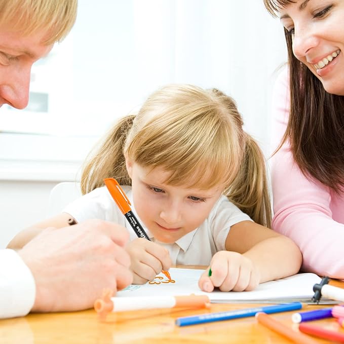 Dabo&Shobo Wet Erase Markers, 48-Count Smudge-Free, 12 Colors Fine Tip, Erases with Water! Low Odor Markers for Office, School & Home-DeskLoop Office