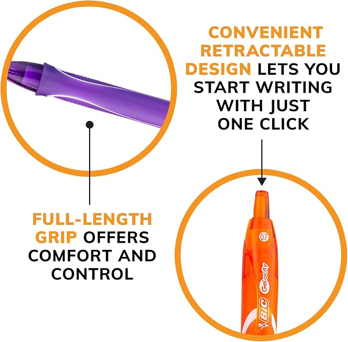 BIC Gelocity Quick Dry Assorted Colors Gel Pens, Medium Point, School Supplies - Image 8