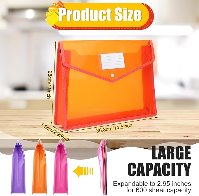 Epakh 3 Pack Plastic Expanding File Folders Expandable File Folder - Image 2