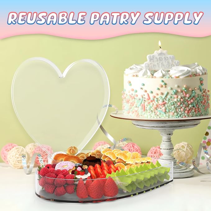 13.8" Acrylic Heart Shaped Charcuterie Board, Heart Plates - Image 5