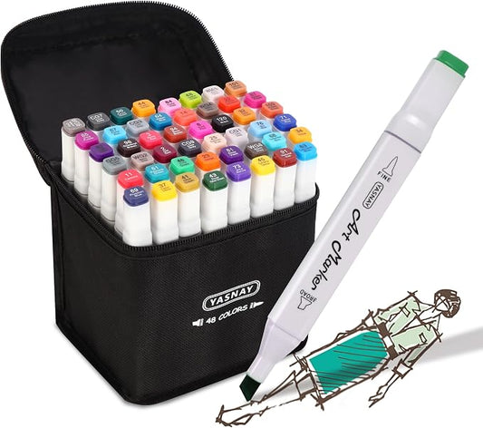 YASNAY Alcohol Markers, 48 Colors Dual Tip Art Marker, Drawing Markers by YASNAY