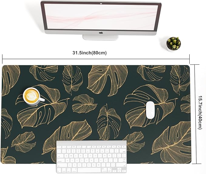Colorful Star Large Mouse Pad, Monstera Leaves Waterproof Office Desk Mat - Image 8