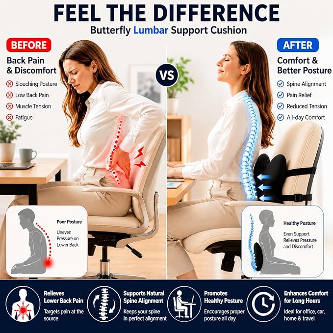 Memory Foam Lumbar Support Pillow, Back Support - Image 2