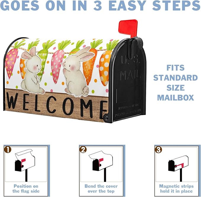 Easter Welcome Mailbox Cover Magnetic Standard Size Spring Cute Bunny Mailbox - Image 8