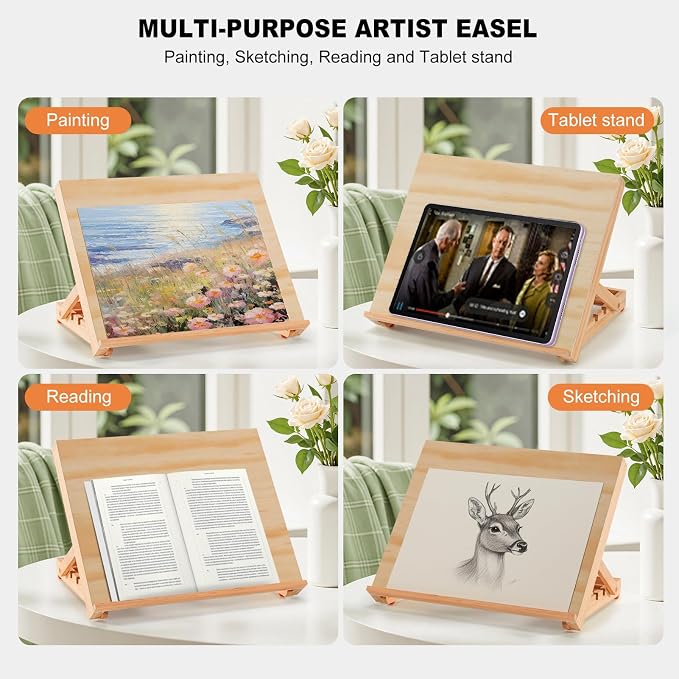 Tabletop Easel for Painting, 13.8"x11.4" Adjustable Portable Art Easel Includes - Image 9
