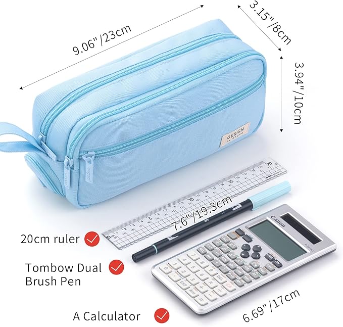 HVOMO Large Pencil Case High Capacity Holder Box Storage bag Desk Organizer Marker Pouch Pen For Middle School Office College Adult Girl and Boy(Blue)-DeskLoop Office