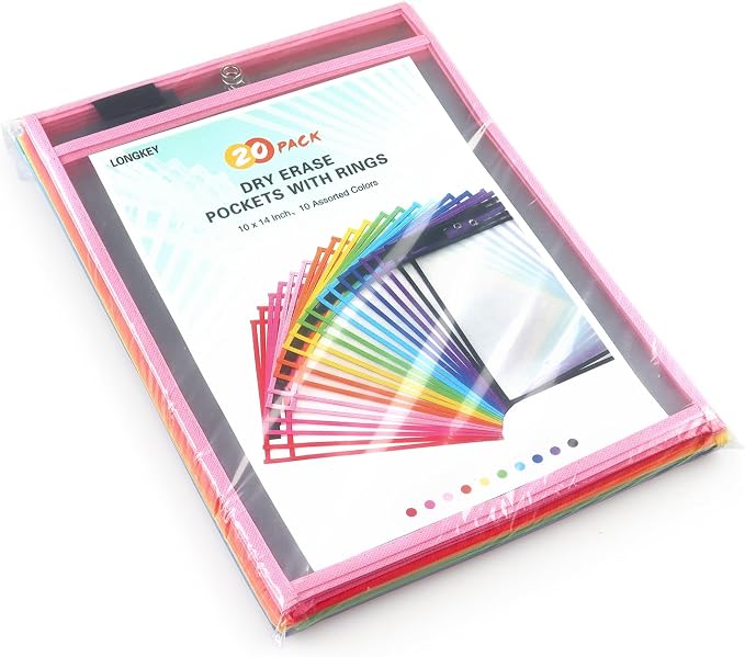 LONGKEY 20 Pack Dry Erase Pockets - Image 8