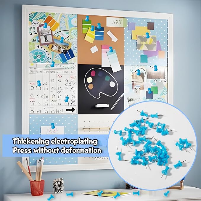 VAPKER Push Pins Tacks 120Pcs Deep SkyBlue Thumb Tacks Larger Size Pin Map - Image 6