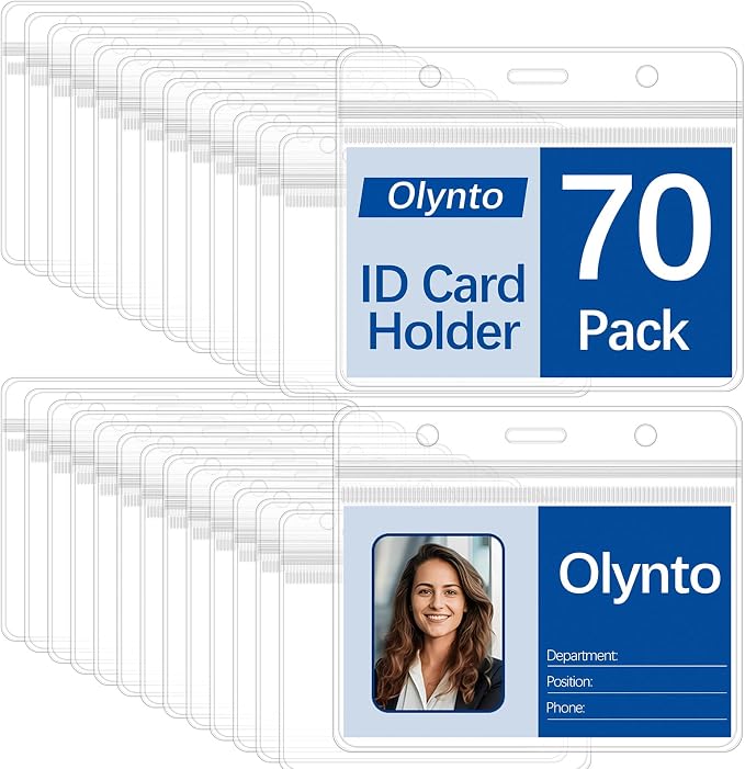 70 Pack Clear Horizontal Plastic Badge Holders by OfficeandTravelmust-haves