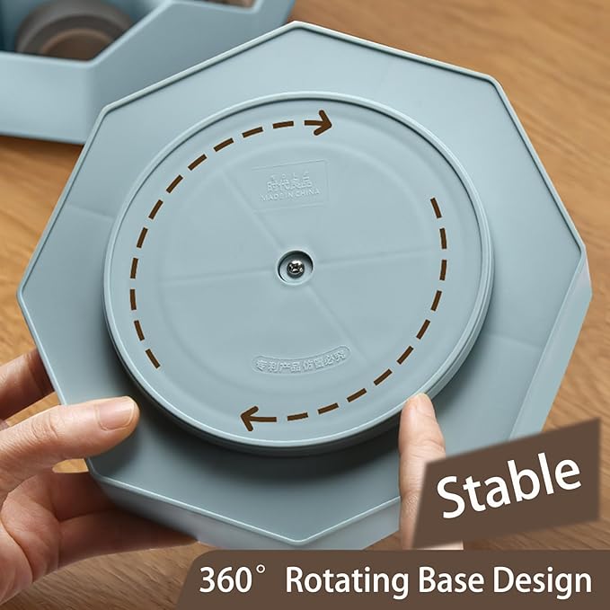 Pencil Pen Holder for Desk, 9 Slots 360 Degree Rotating Desk Organizer, Cute Pen Organizers Stationery Supplies for Office Home & Art Supply (Blue)-DeskLoop Office