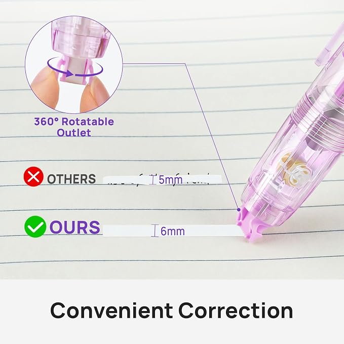 Refillable Retractable Correction Tape, Smooth Pull Out White Correction Tape - Image 3