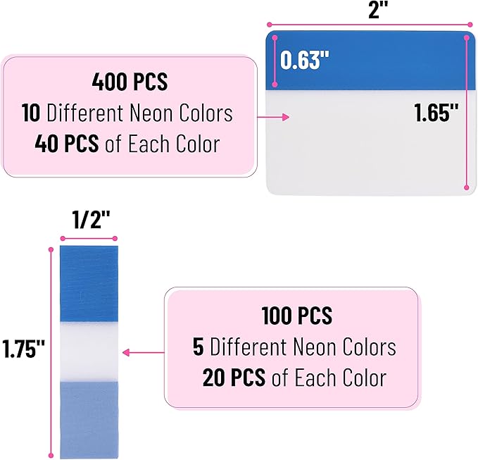 Mr. Pen- Sticky Index Tabs, 500 Pcs, 21 Sets, Colorful Sticky Tabs for Notebooks, Page Markers, Page Tabs for Binders, Page Tabs Sticky Tabs for Books, Notebook Tabs, Book Sticky Tabs for Notebooks-DeskLoop Office