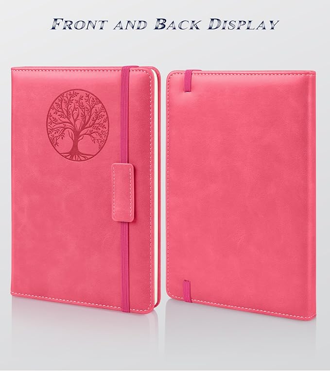 Lined Journal Notebook for Women Men,256 Pages A5 Hardcover Leather Journals for Writing,Travel,Business,Work & School,College Ruled Notebooks for Note Taking,Diary Notepad 5.7"×8.3"(pink)-DeskLoop Office