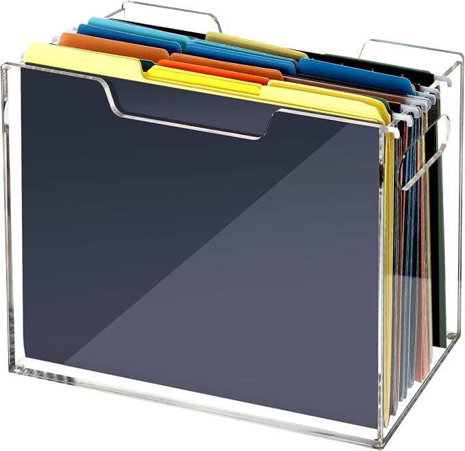 Acrylic Hanging File Folder Organizer, Letter Size Clear Filing Organizer Box by Tfirhuoe