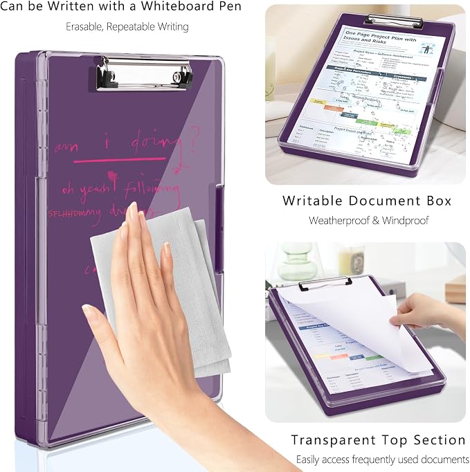 SFLHHDM Clipboard with Storage, Heavy Duty Clip Boards 8.5x11 with 2 Storage - Image 4