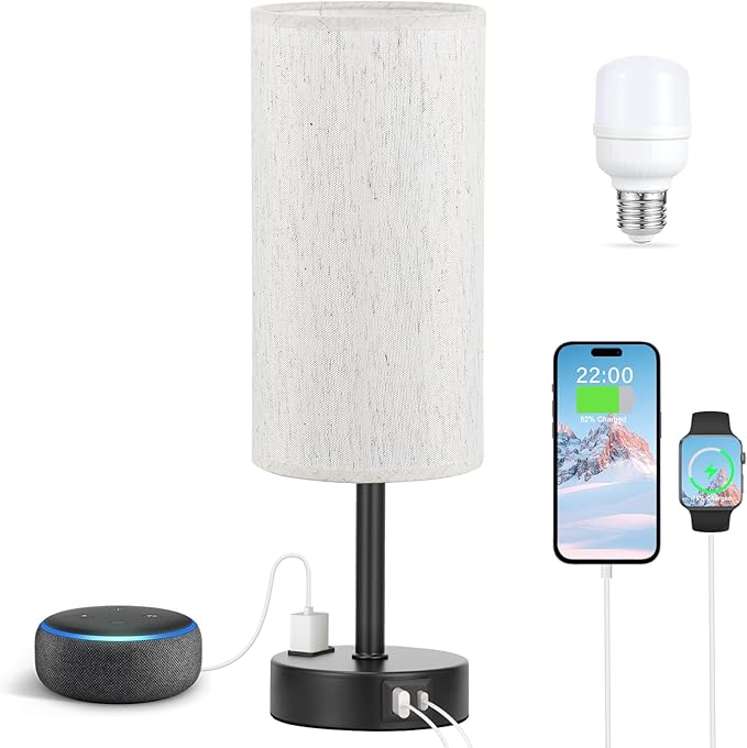 Light Beige Table Lamp for Nightstand - Image 6