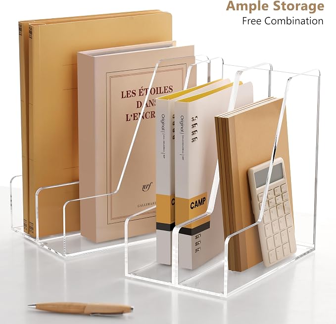 SANRUI 4 Pack Clear Acrylic Vertical File Organizer, Desk Organizer and Storage - Image 7