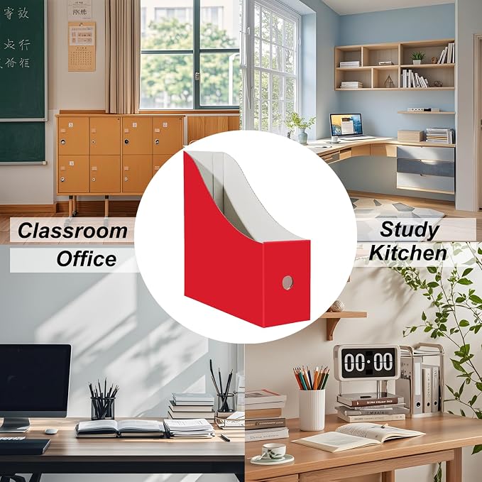 Limitliho 24 Pack Red Cardboard Magazine Holder, Sturdy Book Bins - Image 5