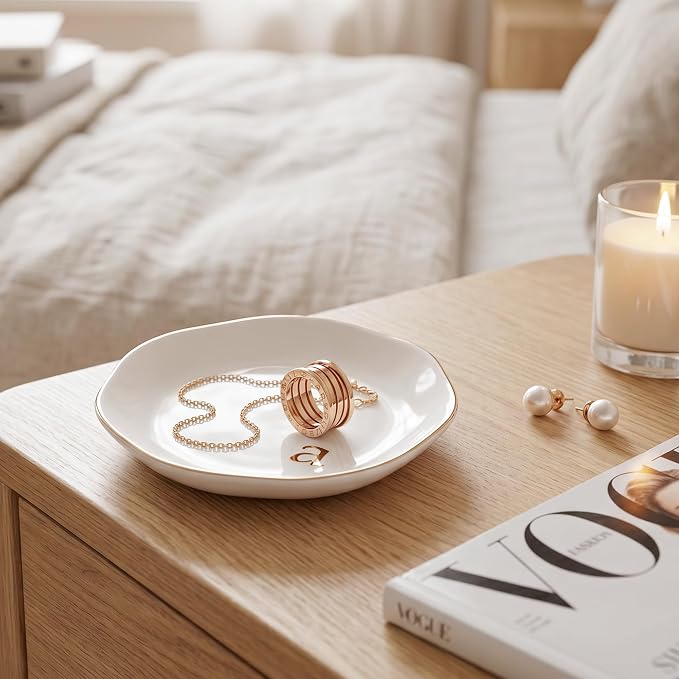 Ceramic Jewelry Tray, Personalized Initial Jewelry Dish - Image 6