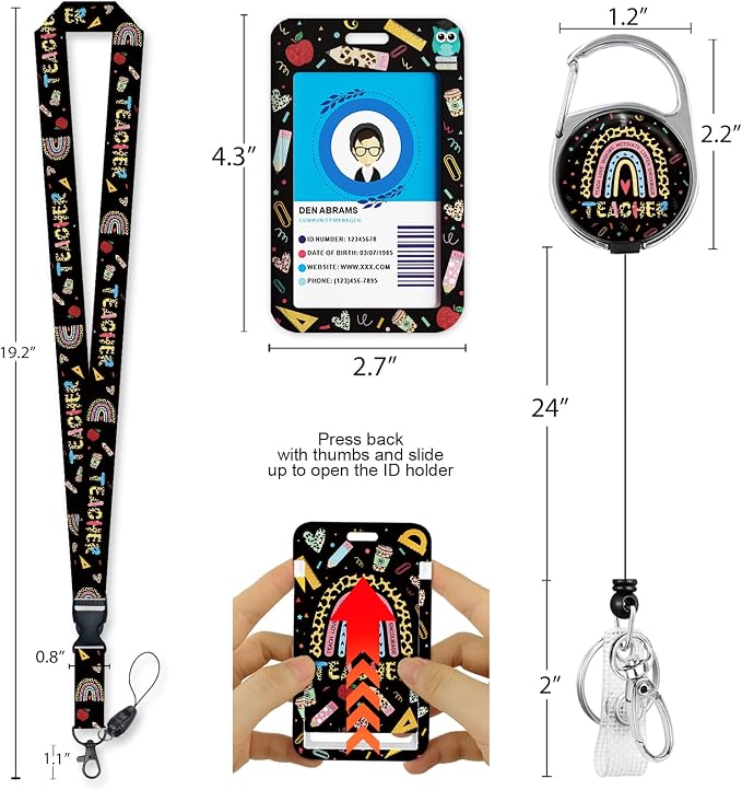 Immaturus Teacher Lanyards for ID Badges, ID Badge Holder Retractable Lanyard - Image 5