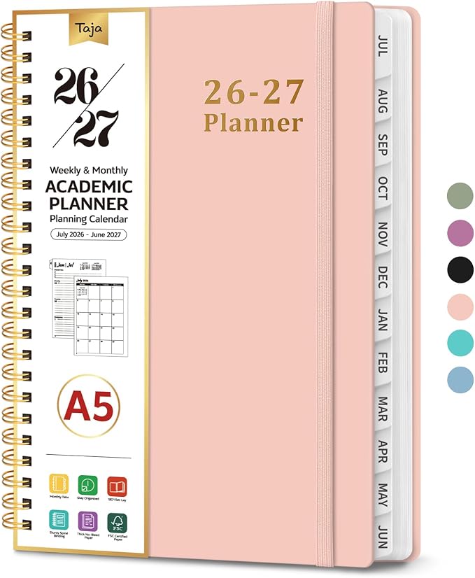 Planner 2026-2027, 6.3" x 8.5" Weekly and Monthly Academic Year Planner Calendar by Taja