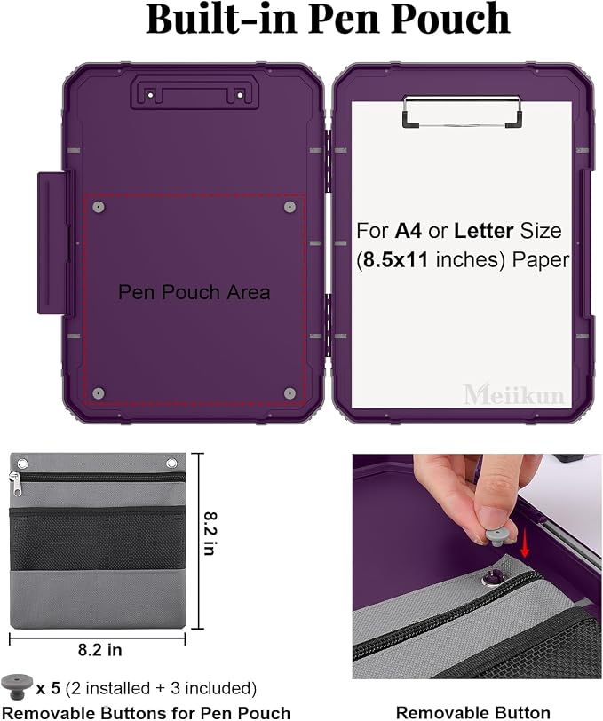 Meiikun Clipboard with Storage, Rugged Shockproof Protective, Internal Pen - Image 4