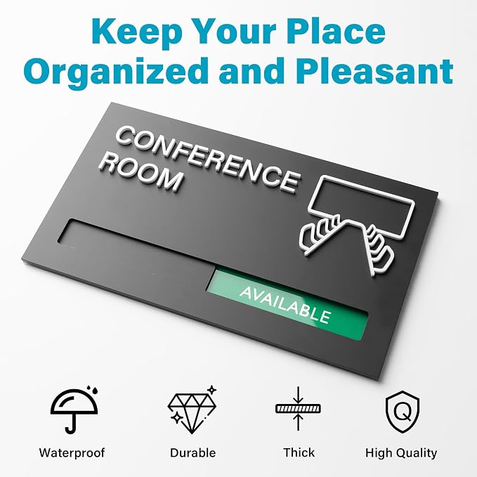 Office Door Signs for Conference Room, Meeting In Progress Door Sign, In Use - Image 2