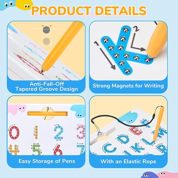 JoyCat Magnetic Letter and Number Tracing Board Set, Double Sided Alphabet & - Image 5