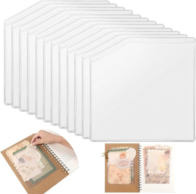 12Pcs 6.1" Clear Self Adhesive Planner Pockets, Notebook Storage Inserts | by Unknown