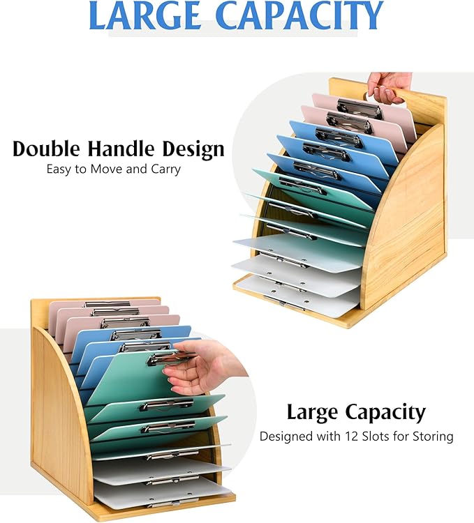 HULISEN Clipboard Holder, Wooden Clipboard Organizer - Image 2