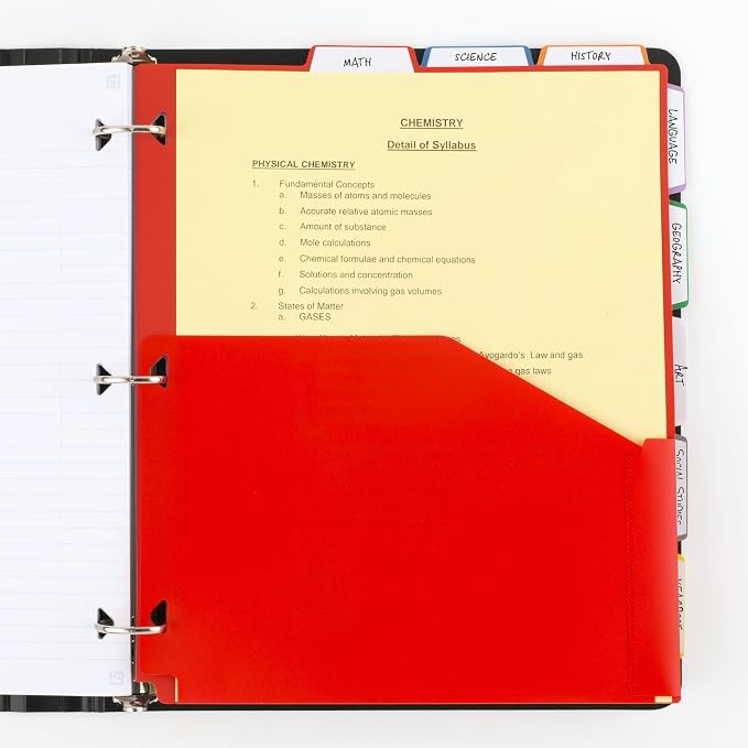 Five Star 8-Tab Binder Pocket Dividers, Plastic Tabbed Divider - Image 5