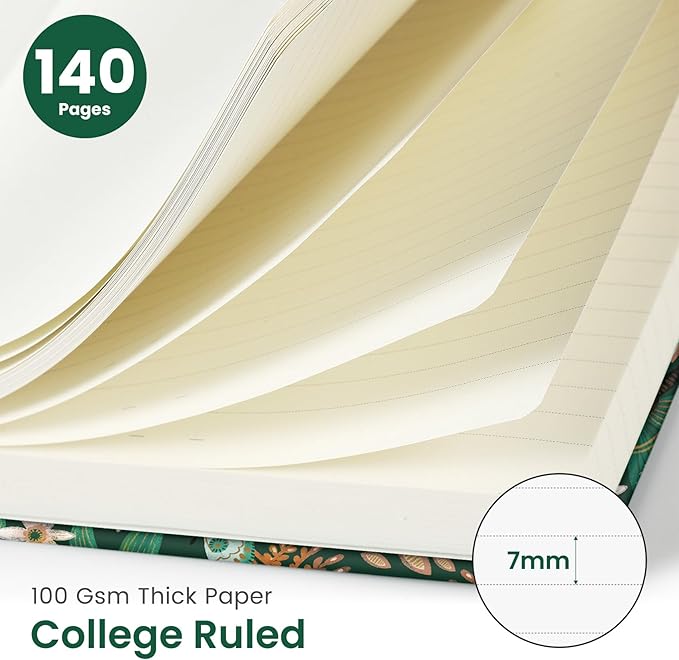 Lined Spiral Journal Notebook for Women, Cute A5 College Ruled Hardcover Notebook for Work & Note Taking, Aesthetic Pretty Journal for Writing, 140 Pages, Butterfly-DeskLoop Office