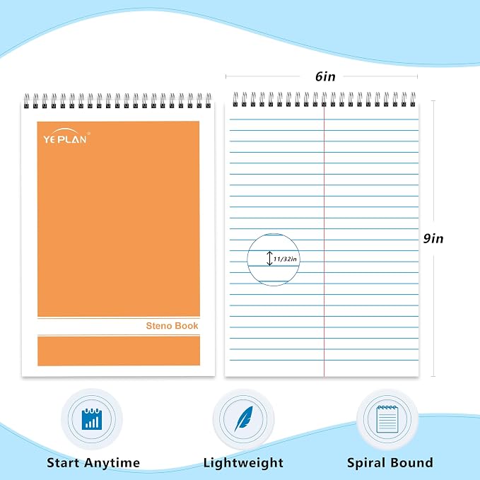 Yeplan Top Spiral Notebook 6x9 10 Pack, Steno Pads Spiral Notebooks - Image 2